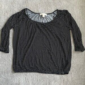 EC MICHAEL by Michael Kors Black Polka Dot Shirt Size Medium